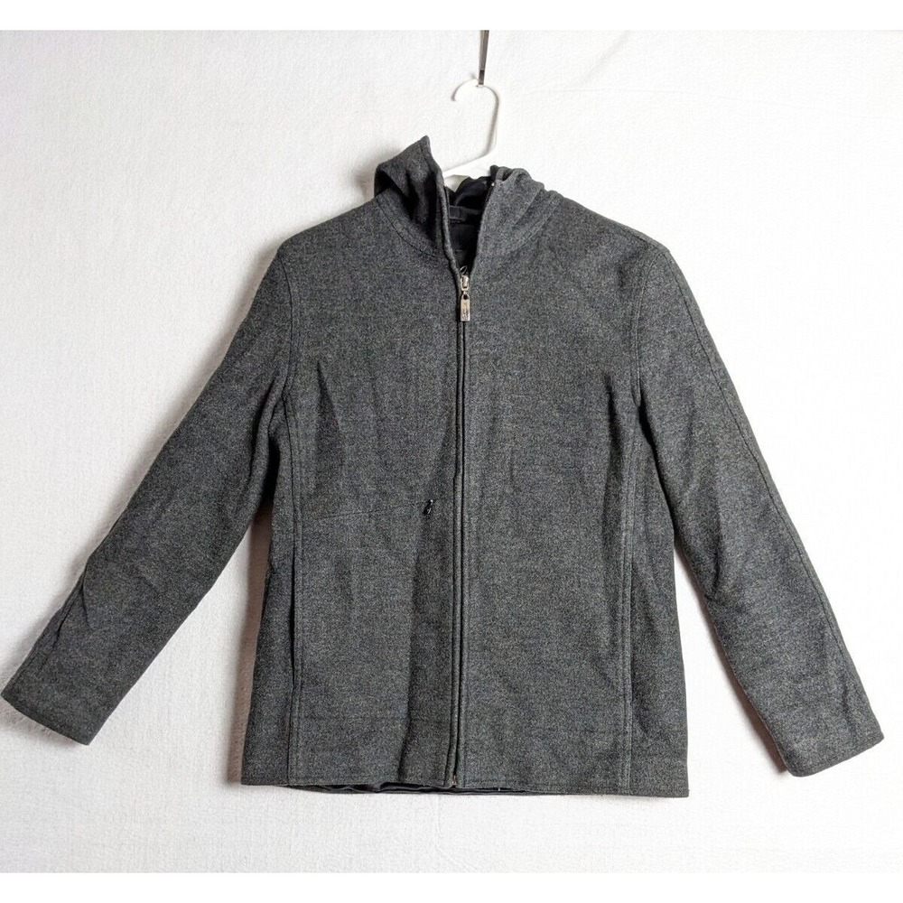 Arden B Womens Jacket Size M Zipper Hooded Wool Blend Black